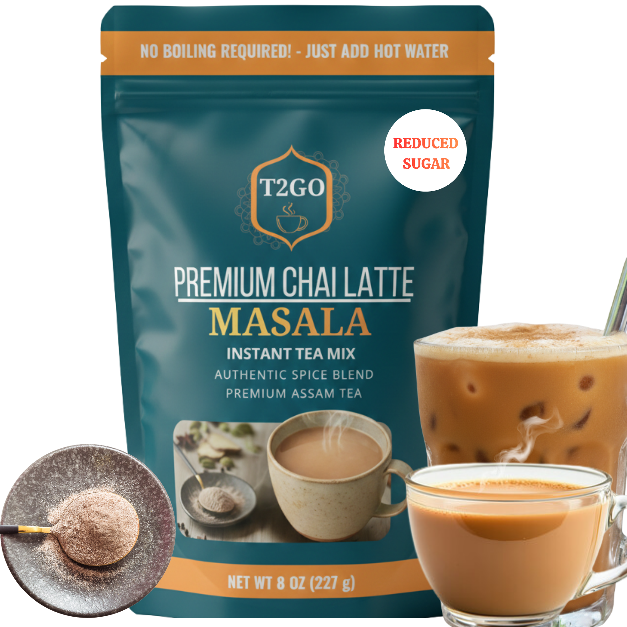 Sweetened Masala Spiced Chai Mix 8 Oz Instant Tea Latte Powder T2GO sweetened-masala-spiced-chai-mix-8-oz-instant-tea-latte-powder-t2go