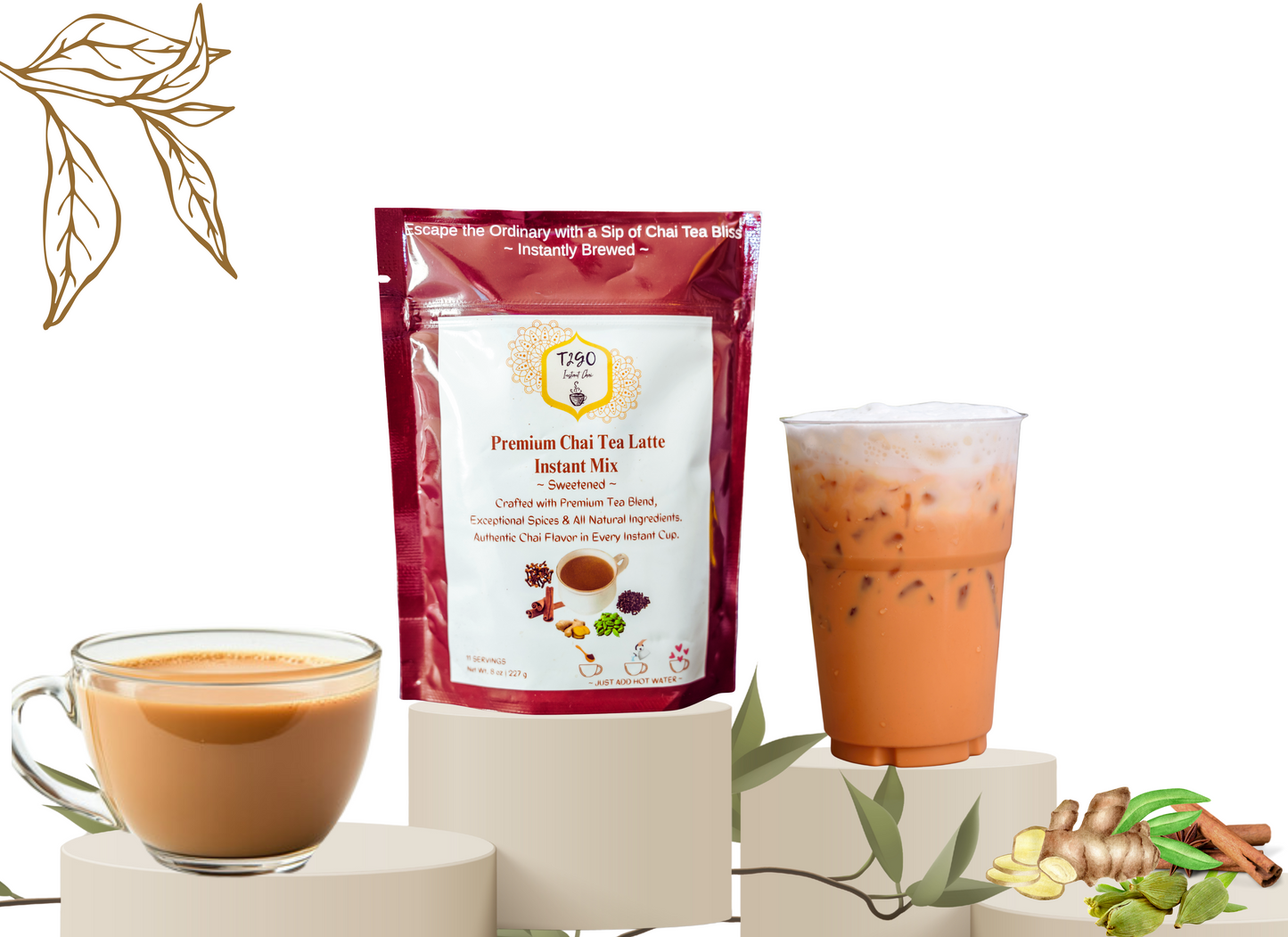 Ginger Chai Latte Mix | Instant Wellness Tea Blend 8 oz – T2GO Chai