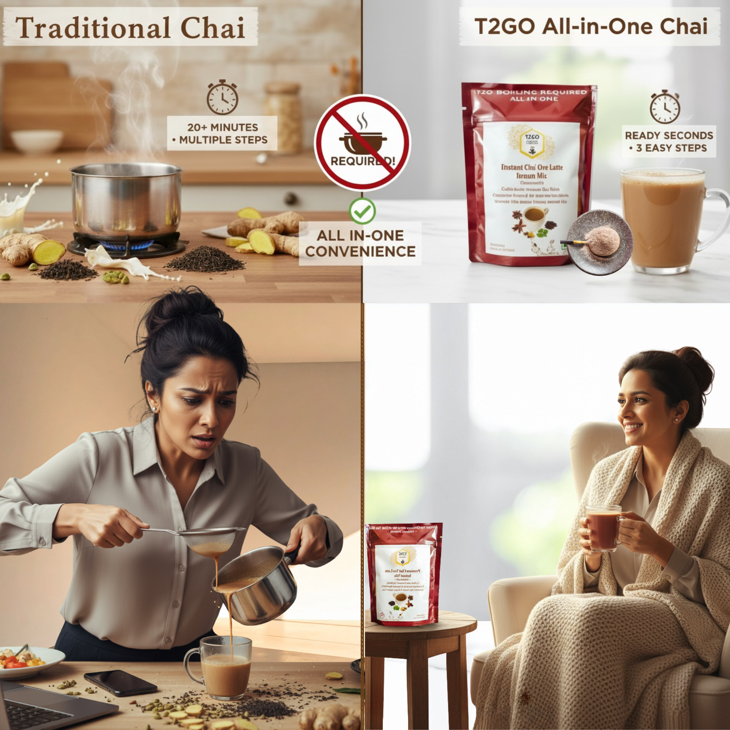 Unsweetened Cardamom Chai Latte Mix (5 oz) | Sugar-Free Instant Aromatic Tea Powder – T2GO Chai