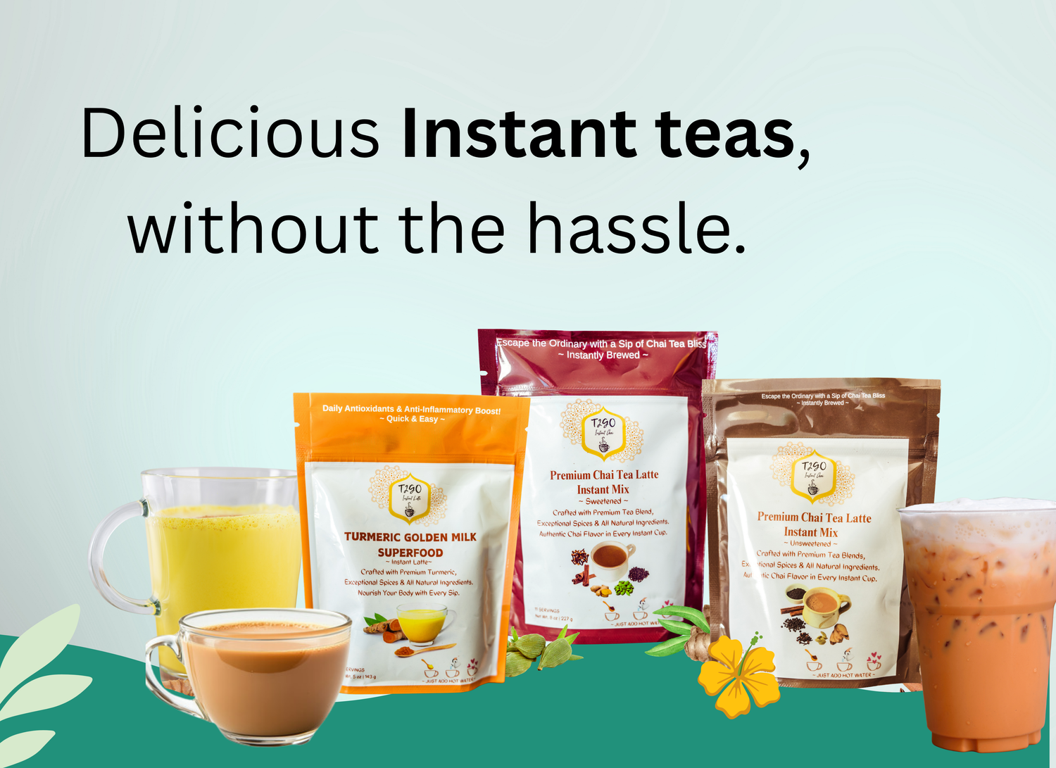 Instant Chai & Turmeric Latte Mixes – Authentic Taste in Seconds | T2Go Chai