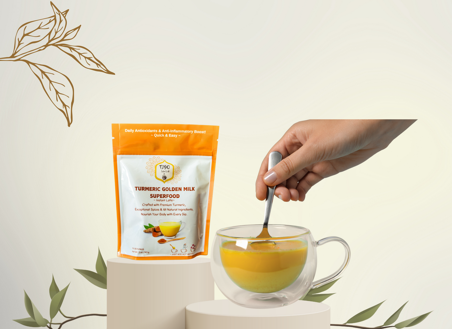 Turmeric milk latte powder with warming spices – Golden milk blend for wellness and immunity