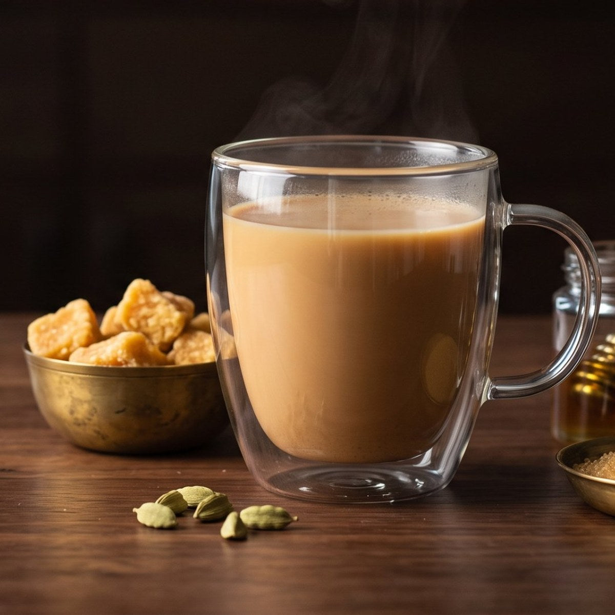 Unsweetened instant chai latte with no sugar added, cardamom and jaggery