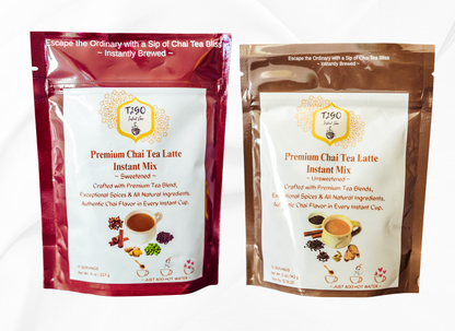 Combo pack – Unsweetened Instant Chai Latte 5oz & Sweetened Instant Chai Latte 8oz by T2Go Chai