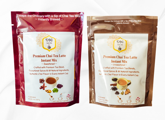 Combo pack – Unsweetened Instant Chai Latte 5oz & Sweetened Instant Chai Latte 8oz by T2Go Chai