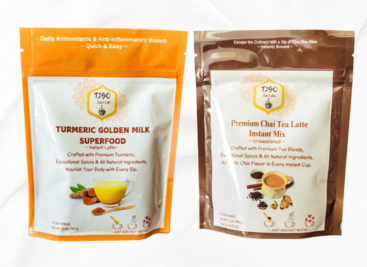 Combo: Turmeric Milk Latte & Unsweetened Chai Latte | Sugar-Free Wellness Pack – T2Go Chai