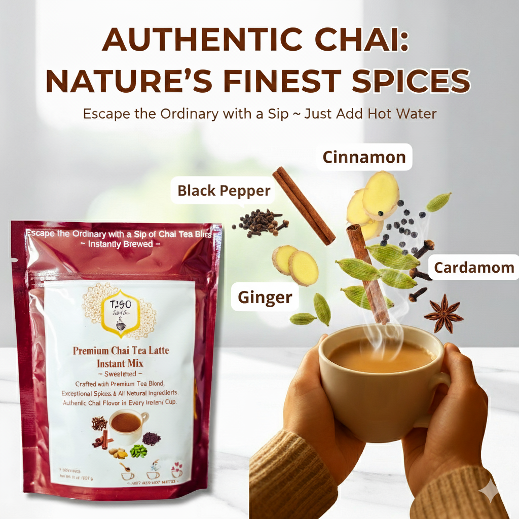 Cardamom Chai Latte Mix | Instant Wellness Tea Blend 8 oz – T2GO Chai