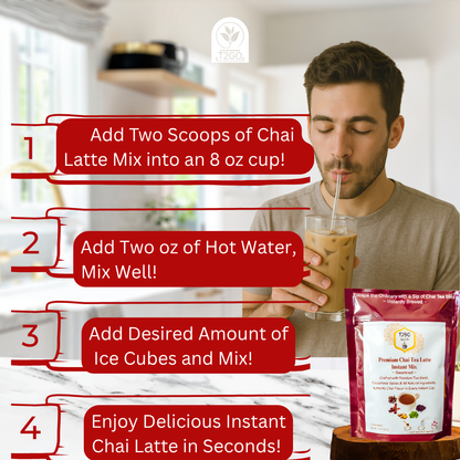 Cardamom Chai Latte Mix | Instant Wellness Tea Blend 8 oz – T2GO Chai