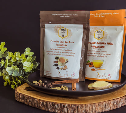 Turmeric Milk 5 oz and Unsweetened Loose Pack 5 oz