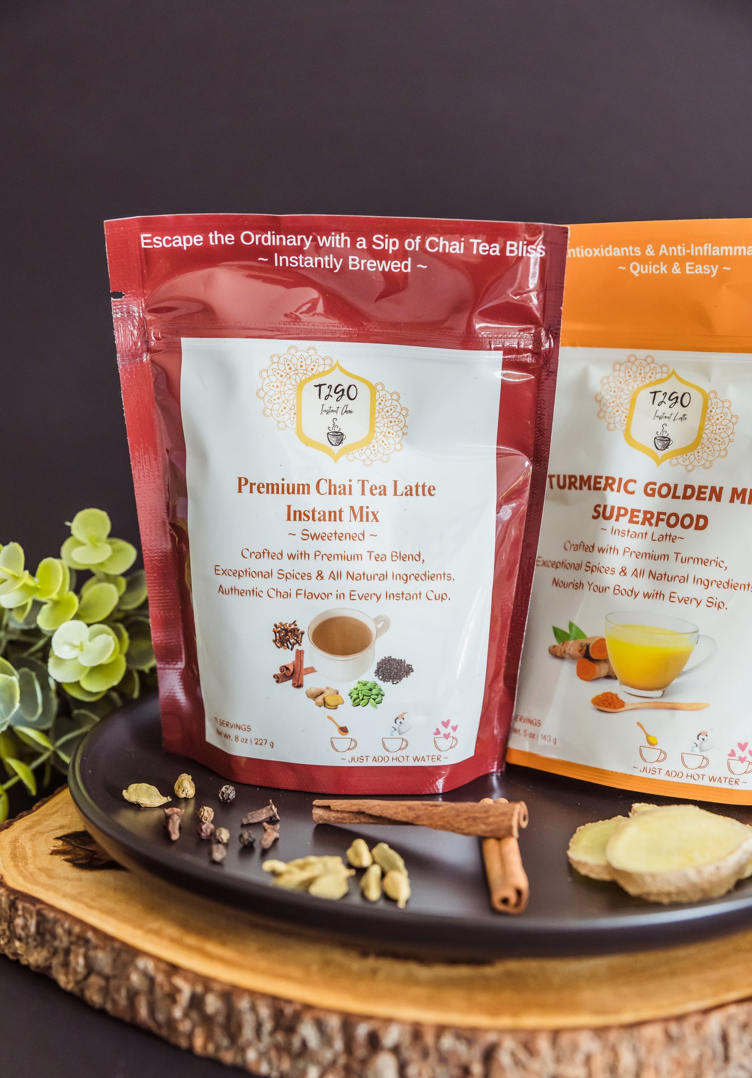Turmeric Milk 5 oz and Sweetened Loose Pack 8 oz