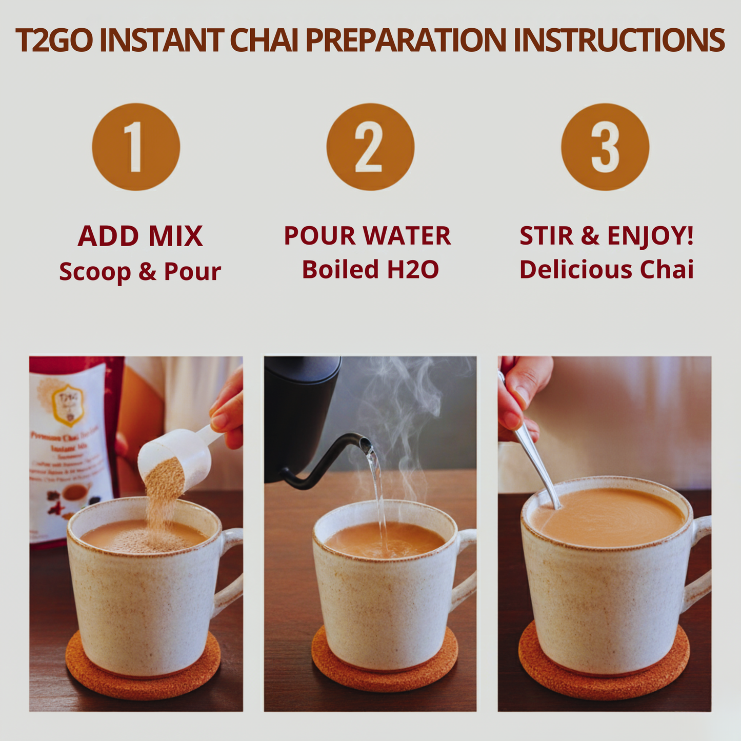 Unsweetened Cardamom Chai Latte Mix (5 oz) | Sugar-Free Instant Aromatic Tea Powder – T2GO Chai
