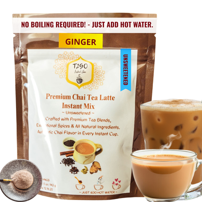 Unsweetened Ginger Chai Latte Mix (5 oz) | Instant Sugar-Free Wellness Tea – T2GO