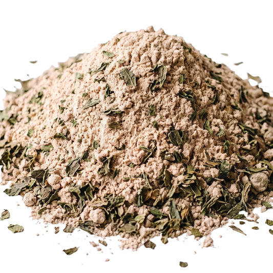Close-up of T2GO Mint Chai Masala flecked with dried mint