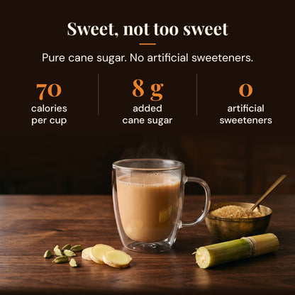 Sweetened with pure cane sugar: 70 calories and 8 g added sugar per cup, no artificial sweeteners
