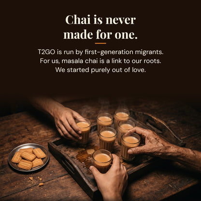A family sharing small glasses of homemade masala chai