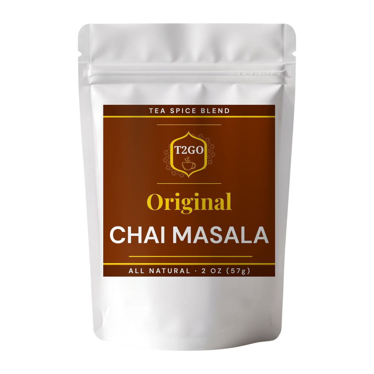 Original chai masala spice blend in a 2 oz resealable pouch
