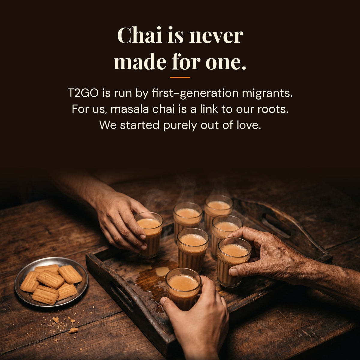 A family sharing small glasses of homemade masala chai